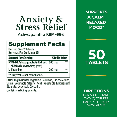 Picture of Nature's Bounty Anxiety & Stress Relief - 50 Tablets