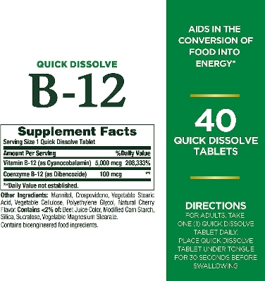 Picture of Nature's Bounty B12 5000mcg - 40 Quick Dissolve Tablets