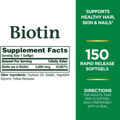 Picture of Nature's Bounty Biotin 5000mcg  - 150 Softgels