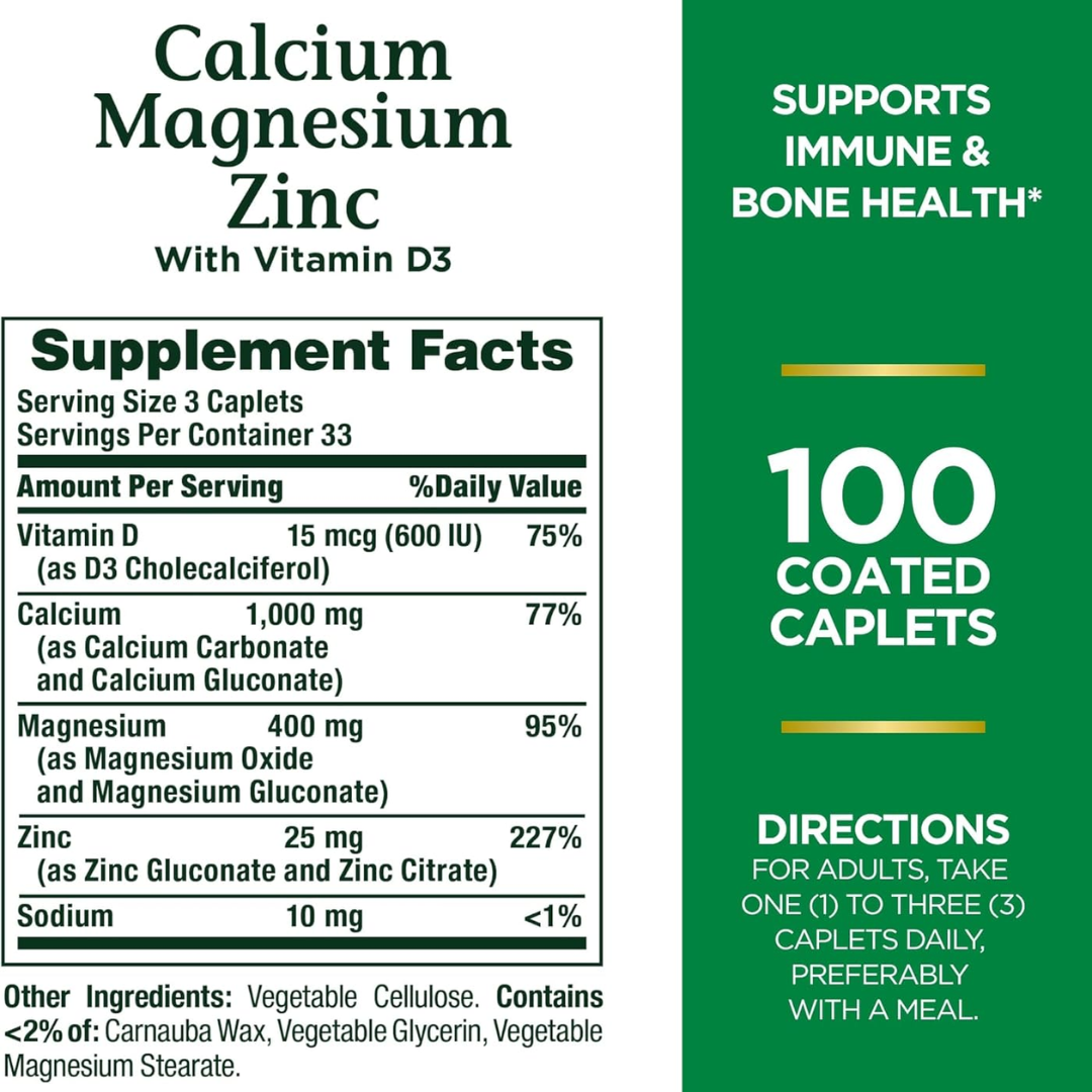 Picture of Nature's Bounty Calcium Magnesium Zinc - 100 Caplets