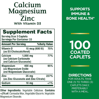 Picture of Nature's Bounty Calcium Magnesium Zinc - 100 Caplets