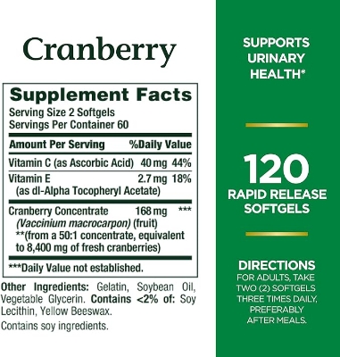 Picture of Nature's Bounty Cranberry 4200 mg - 120 Softgels (exp 04-25)
