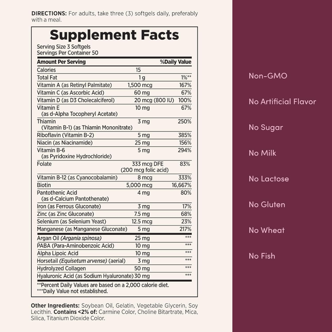 Picture of Nature's Bounty Extra Strength Hair, Skin & Nails 5000 mcg - 150 Softgels