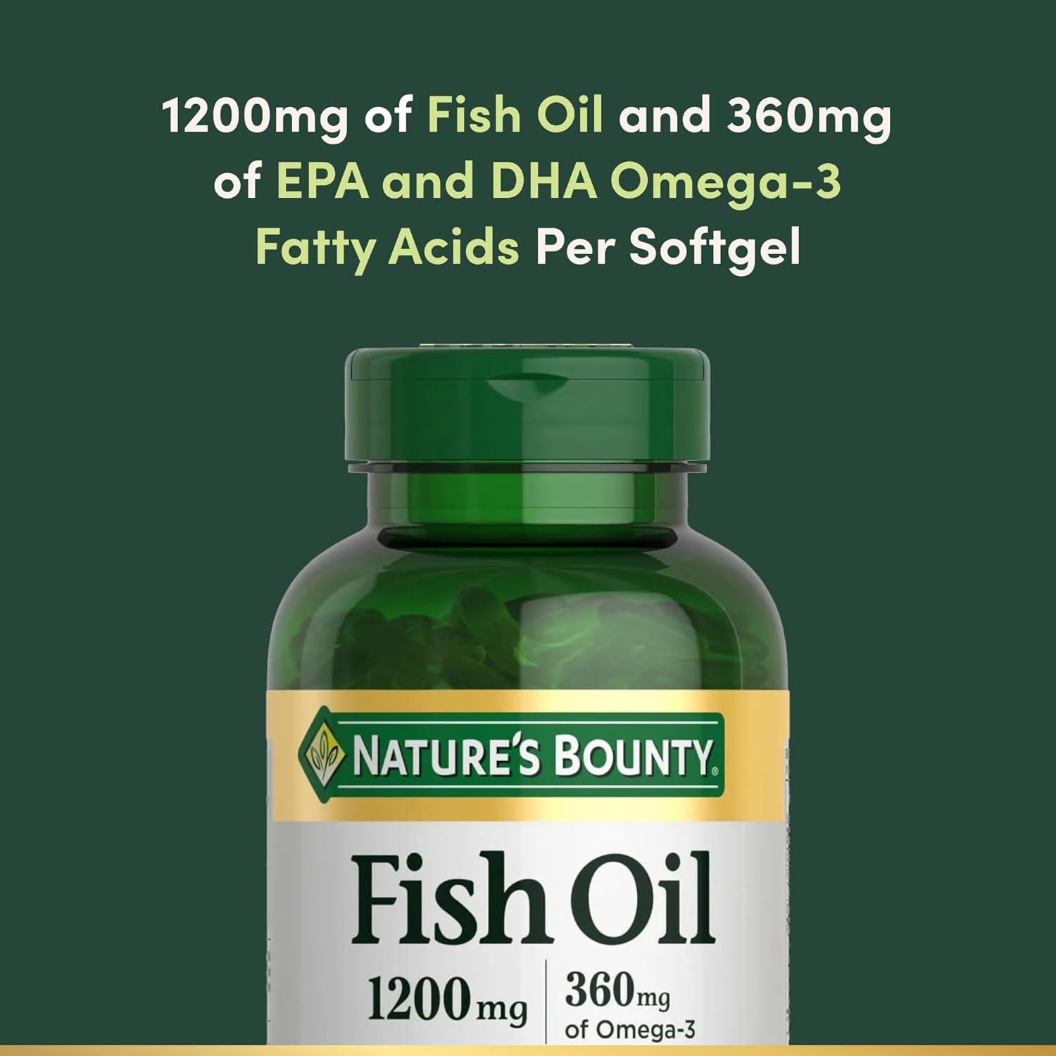Picture of Nature's Bounty Fish Oil Supports Heart Health 1200 Mg 360 Mg Omega-3 Rapid Release Softgels 200 Softgels