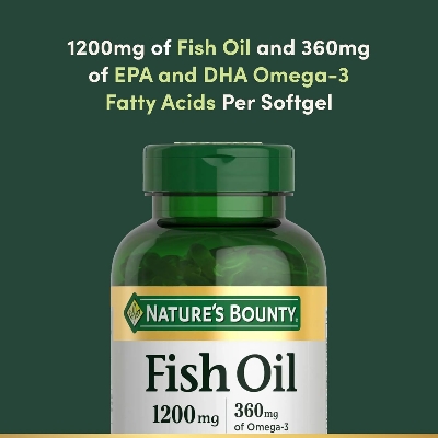 Picture of Nature's Bounty Fish Oil Supports Heart Health 1200 Mg 360 Mg Omega-3 Rapid Release Softgels 200 Softgels