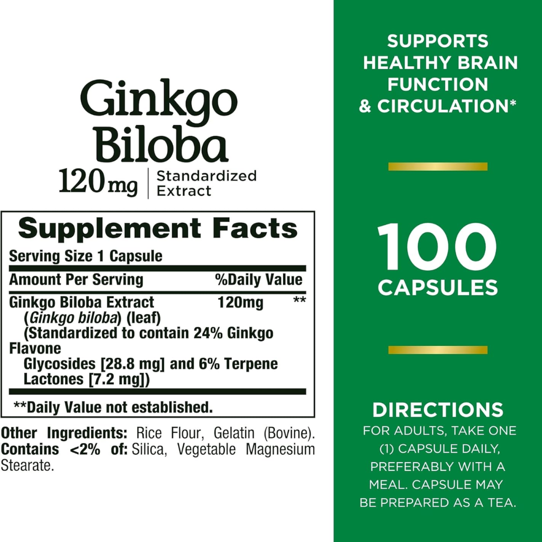 Picture of Nature's Bounty Ginkgo Biloba 120mg - 100 Capsules