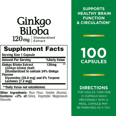 Picture of Nature's Bounty Ginkgo Biloba 120mg - 100 Capsules
