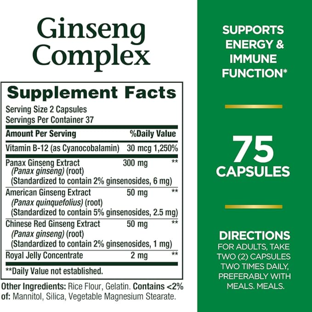 Picture of Nature's Bounty Ginseng Complex - 75 Capsules