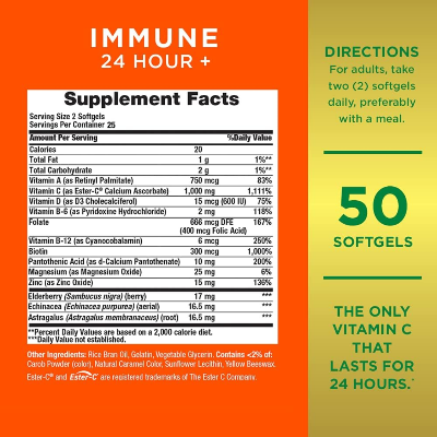 Picture of Nature's Bounty Immune 24 Hour+ 1000mg - 50 Softgels
