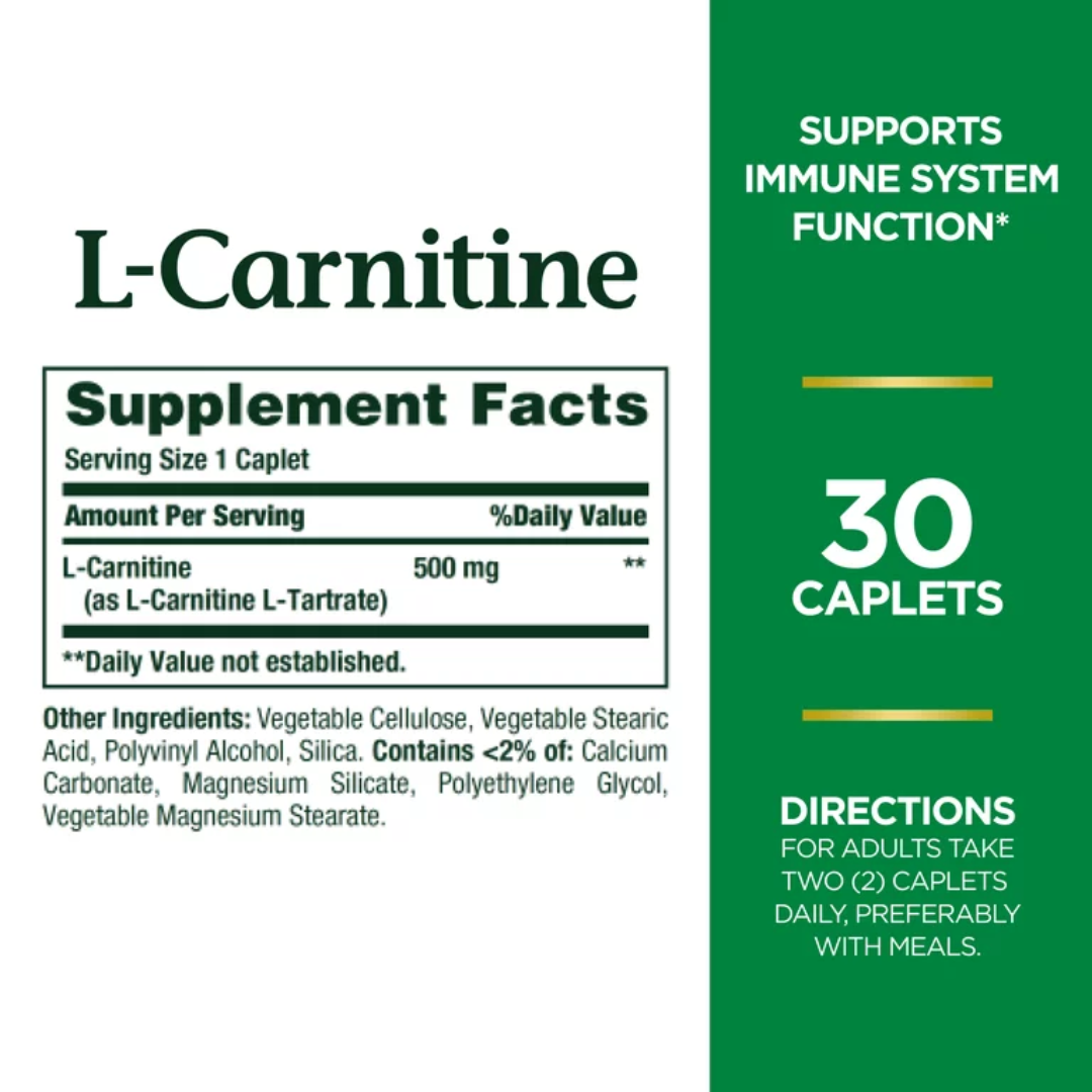 Picture of Nature's Bounty L-Carnitine 500 mg - 30 Caplets