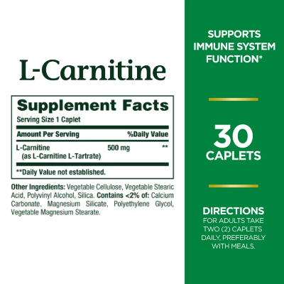 Picture of Nature's Bounty L-Carnitine 500 mg - 30 Caplets