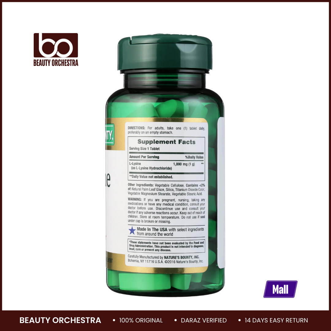 Picture of Nature's Bounty L-Lysine 1000mg - 60 Capsules