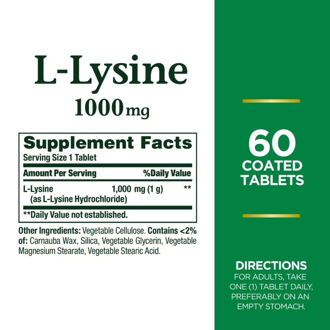 Picture of Nature's Bounty L-Lysine 1000mg - 60 Capsules