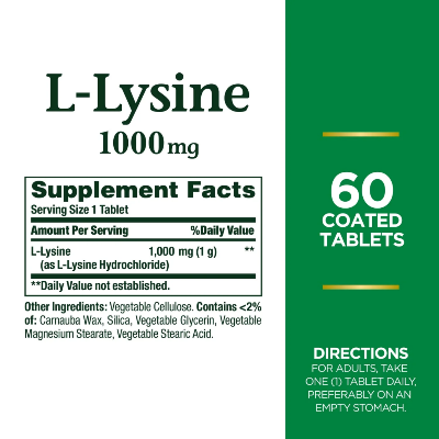 Picture of Nature's Bounty L-Lysine 1000mg - 60 Capsules