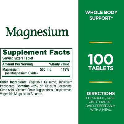 Picture of Nature's Bounty Magnesium 500 mg - 100 Tablets