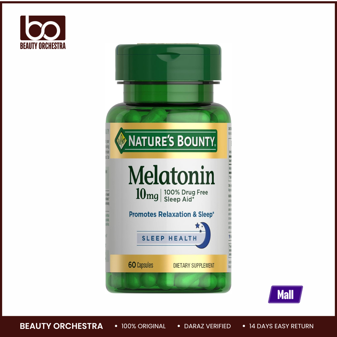 Picture of Nature's Bounty Melatonin 100% Drug-Free Sleep Aid Dietary Supplement 10 mg 60 Capsules