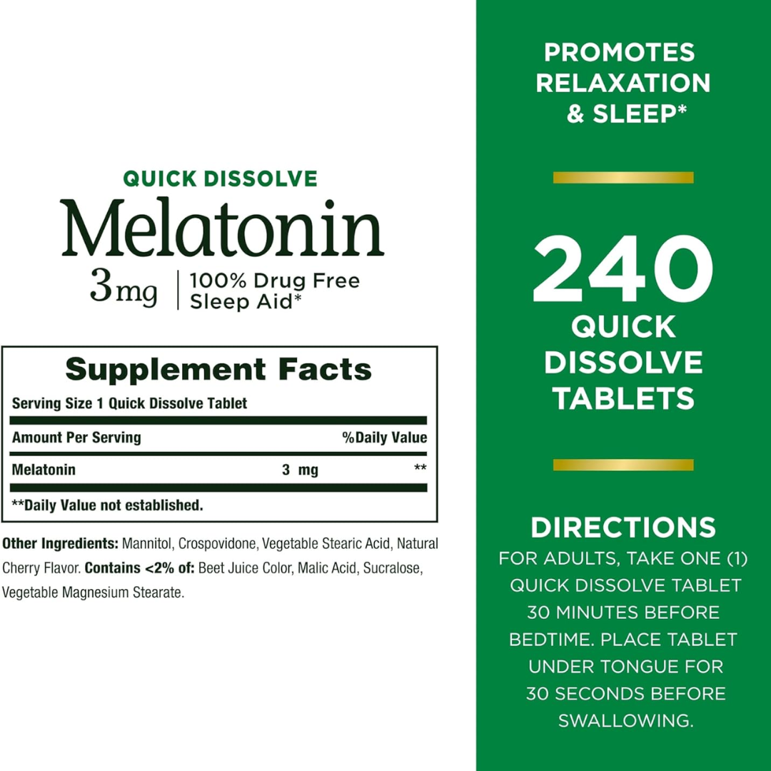 Picture of Nature's Bounty Melatonin 3 mg - 240 Quick Dissolve Tablets