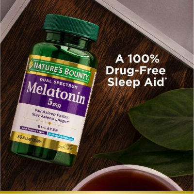 Picture of Nature's Bounty Melatonin 5mg Dual Spectrum - 60 Bi-Layer Tablets