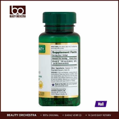 Picture of Nature's Bounty Vitamin D3 5000iu Immune and Bone Support Rapid Release 150 Softgels