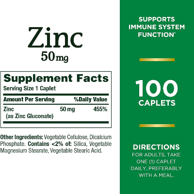Picture of Nature's Bounty Zinc Supplement 50 Mg 100 Caplets