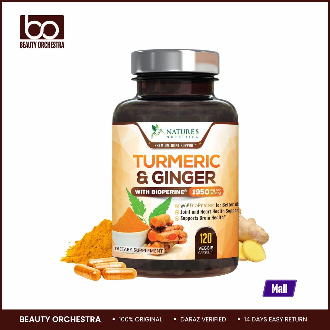 Picture of Nature's Nutrition Turmeric Curcumin Supplement 1950mg with Organic Turmeric & Ginger 95% Curcuminoids BioPerine Black Pepper - 120 Capsules