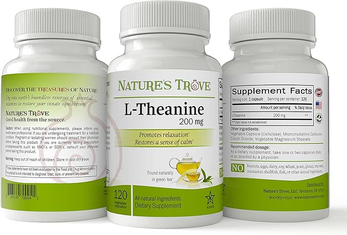 Picture of Nature's Trove L-Theanine 200mg - 120 Vegetarian Capsules