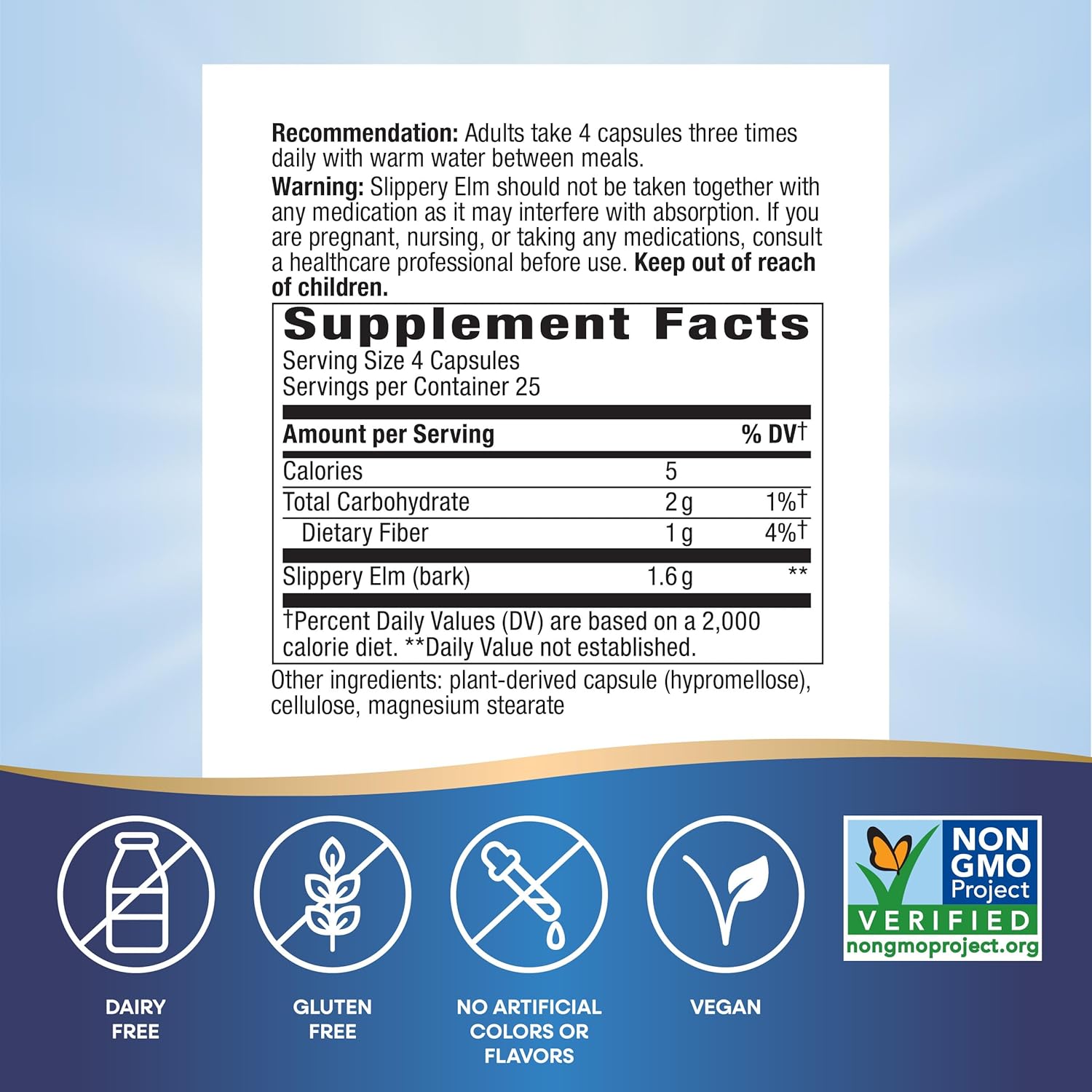 Picture of Nature's Way Slippery Elm Bark Traditional Support to Soothe the GI Tract 100 Capsules