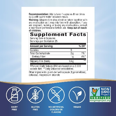 Picture of Nature's Way Slippery Elm Bark Traditional Support to Soothe the GI Tract 100 Capsules