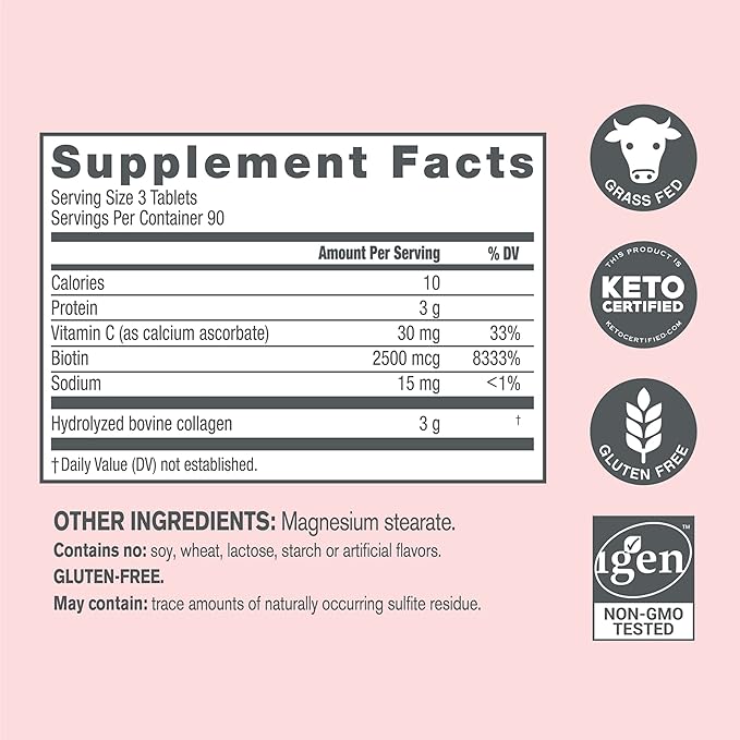 Picture of Neocell Grassfed Collagen + Vitamin C & Biotin for Healthy Skin, Hair, Nail & Joint Support - 180 Tablets