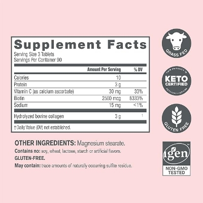 Picture of Neocell Grassfed Collagen + Vitamin C & Biotin for Healthy Skin, Hair, Nail & Joint Support - 180 Tablets