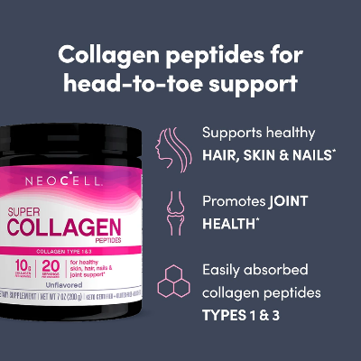 Picture of NeoCell Grassfed Collagen Peptides Collagen Type 1 & 3 For Healthy Skin, Hair, Nails & Joint Support - 200g