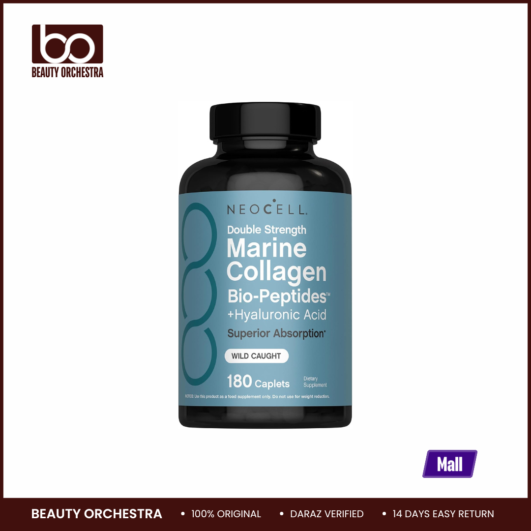 Picture of NeoCell Marine Collagen Peptides 180 Caplets with Hyaluronic Acid Double Strength Formula  Nails, Skin, & Hair