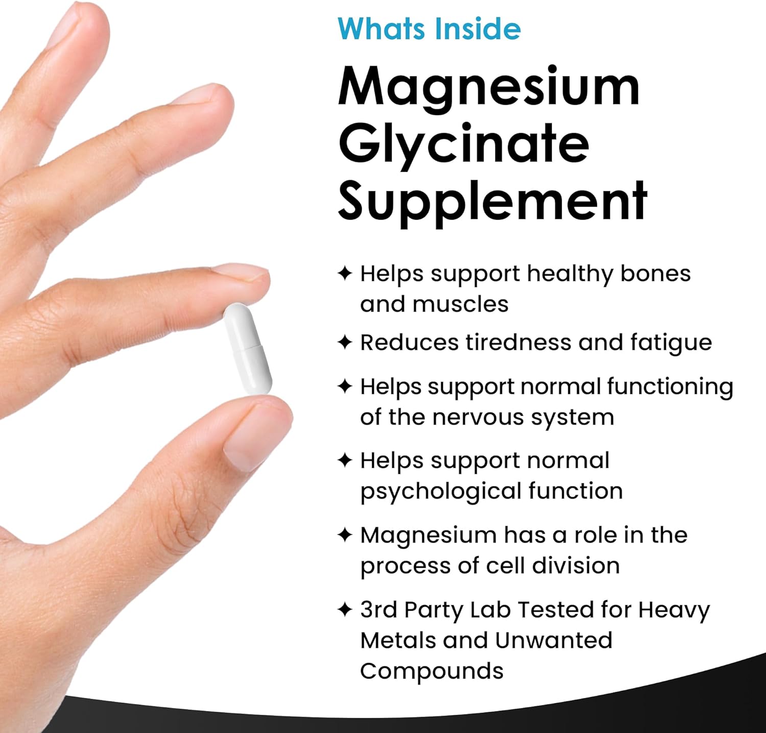 Picture of New Leaf Magnesium Glycinate Supplements - Pure Active Ingredient - 180 Capsules