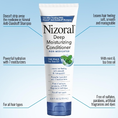 Picture of Nizoral Deep Moisturizing Conditioner with Mint & Tea Tree Oil for All Hair Types - Free of Sulfates, Parabens, Artificial Fragrances and Dyes, 9.4 oz (278 ml)