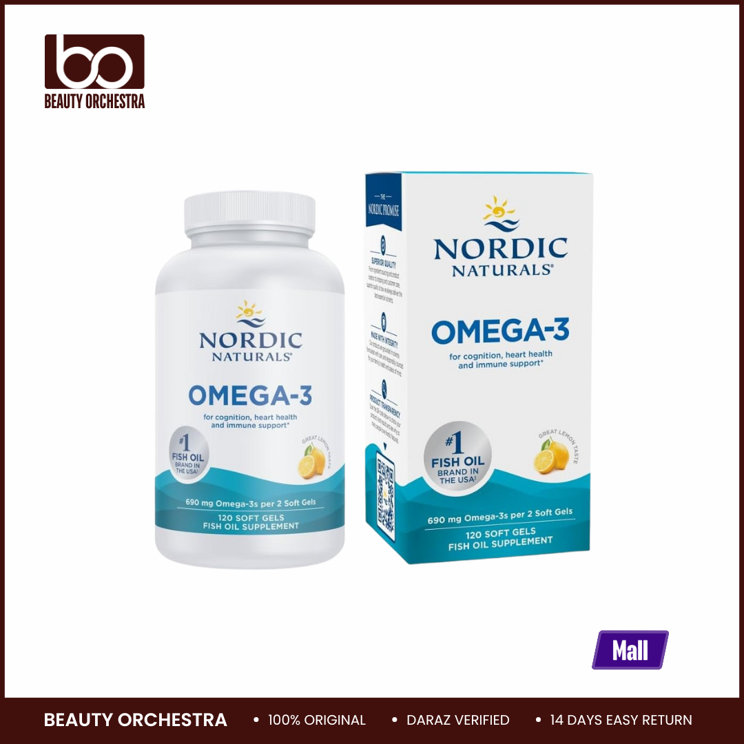 Picture of Nordic Naturals Omega-3, Lemon Flavor - 120 Soft Gels - 690 mg Omega-3 - Fish Oil - EPA & DHA - Immune Support, Brain & Heart Health Optimal Wellness