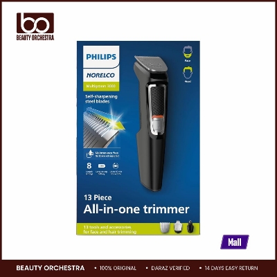 Picture of Norelco Philips Multi Groomer All-in-One Trimmer Series 3000-13 Piece Mens Grooming Kit for Beard, Face, Nose, Ear Hair Trimmer and Hair Clipper - NO Blade Oil Needed (USA)