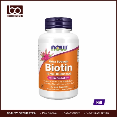Picture of NOW  Biotin 10 mg (10,000 mcg) Extra Strength Energy Production 120 Veg Capsules
