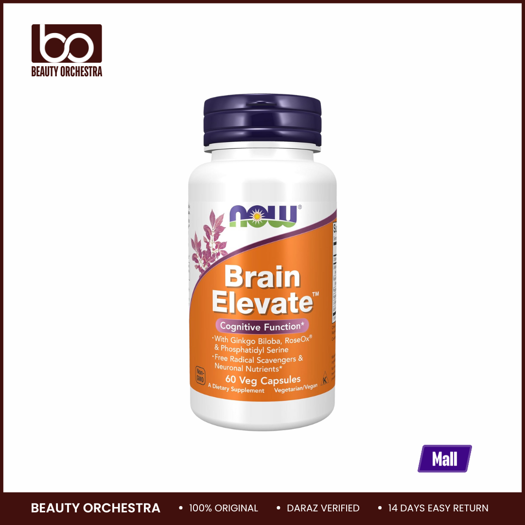 Picture of NOW Brain Elevate™ Featuring Ginkgo Biloba, RoseOx and Phosphatidyl Serine 60 Capsules
