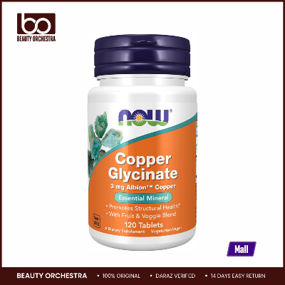 Picture of NOW Copper Glycinate with 3mg Albion Copper Promotes Structural Health 120 Tablets