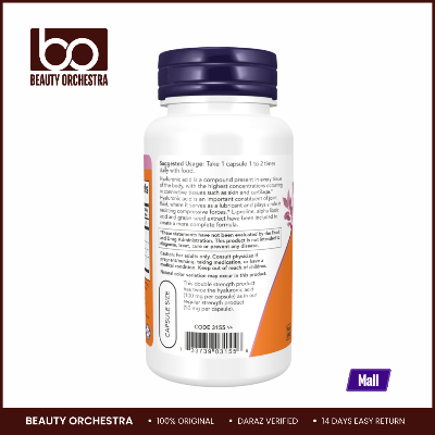 Picture of NOW Double Strength Hyaluronic Acid 100 mg - 60 Veg Capsules