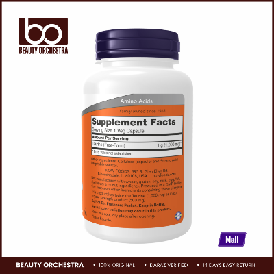 Picture of NOW Double Strength Taurine 1000 mg  - 100 Veg Capsules