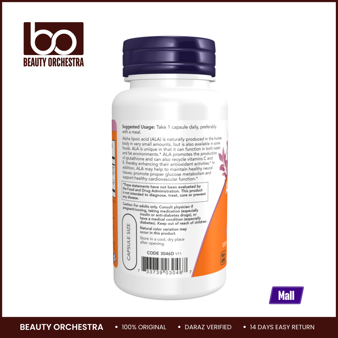 Picture of NOW Extra Strength Alpha Lipoic Acid 600 mg - 60 Veg Capsules