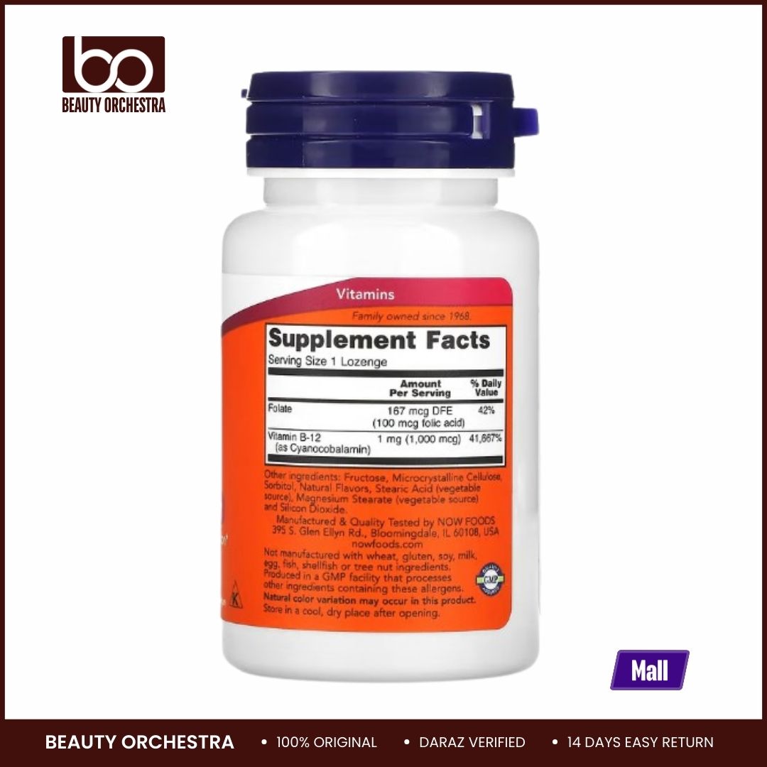 Picture of NOW Foods B12 1,000 mcg, 100 Lozenges