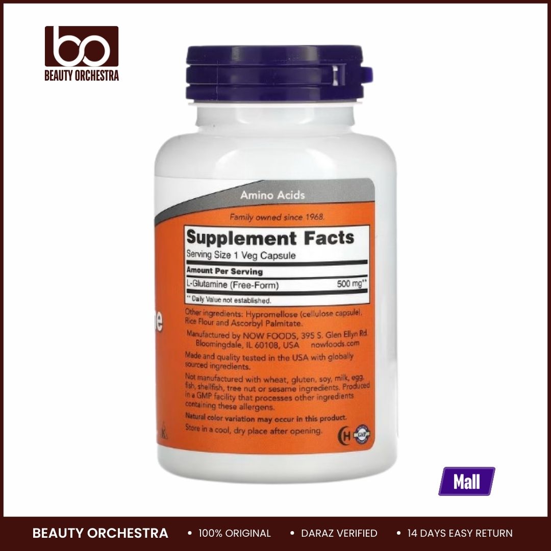 Picture of NOW Foods L-Glutamine 500 mg 120 Veg Capsules