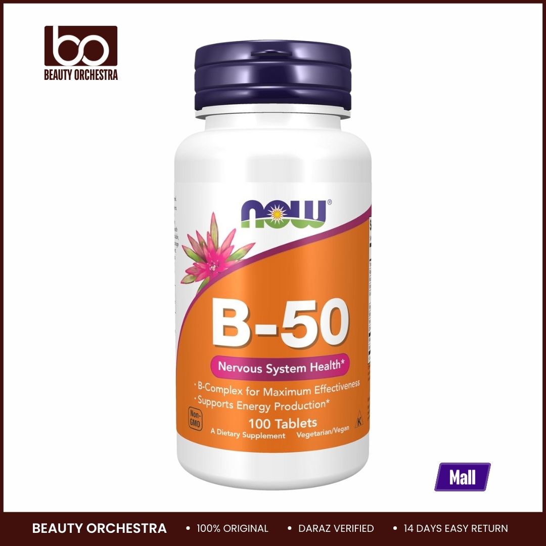 Picture of NOW Foods Supplements Vitamin B-50 mg, Energy Production Nervous System Health - 100 Veg Capsules