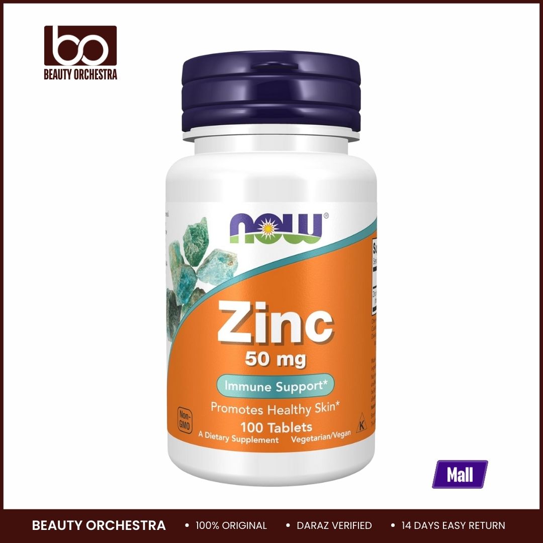 Picture of NOW Foods Supplements Zinc 50mg (Zinc Gluconate) Supports Enzyme Functions Immune Support 100 Tablets