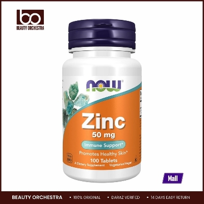 Picture of NOW Foods Supplements Zinc 50mg (Zinc Gluconate) Supports Enzyme Functions Immune Support 100 Tablets