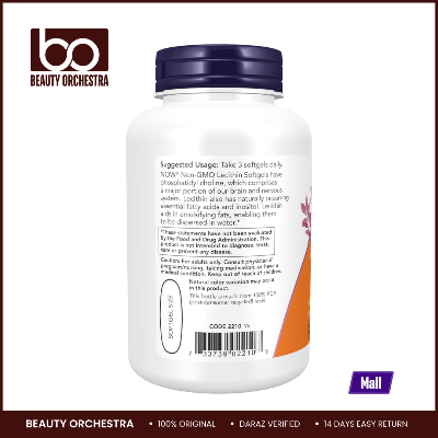 Picture of NOW Foods Supplements, Lecithin 1200 mg with naturally occurring Phosphatidyl Choline, 100 Softgels