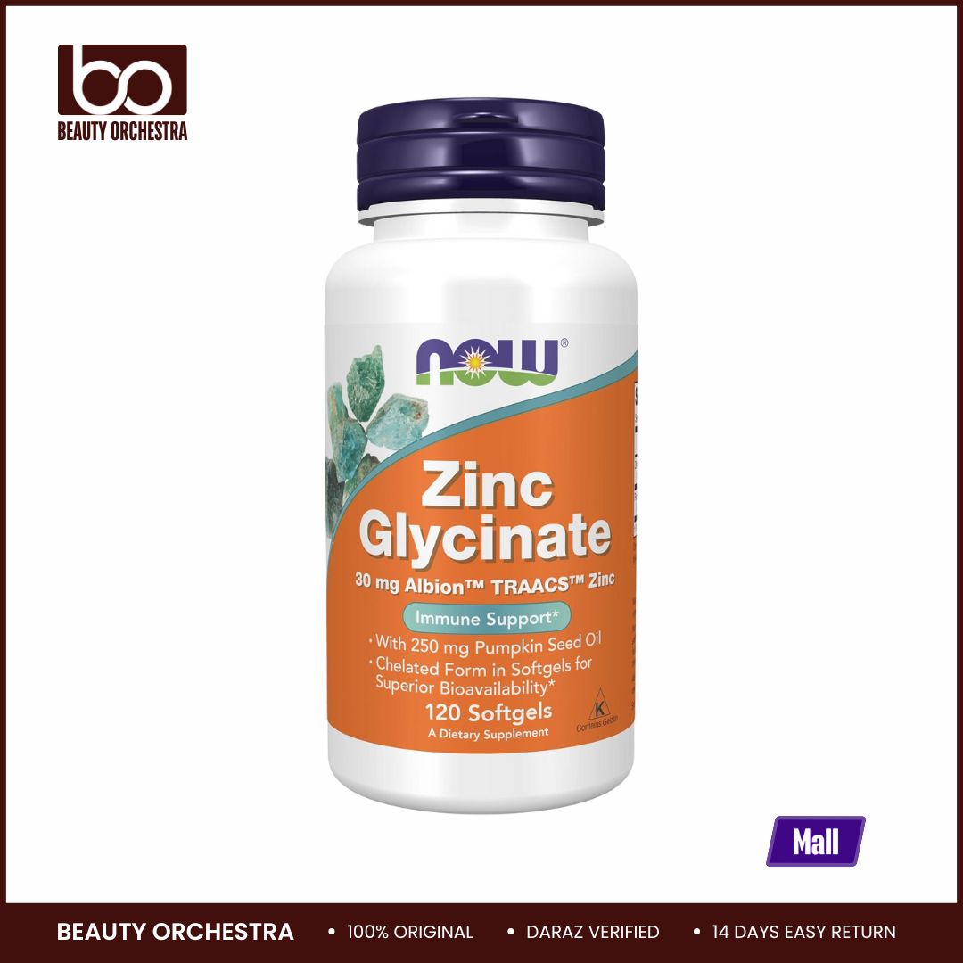 Picture of NOW Foods Zinc Glycinate with 250 mg Pumpkin Seed Oil 120 Softgels