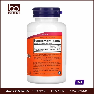 Picture of NOW Foods, Niacinamide, 500 mg, 100 Veg Capsules